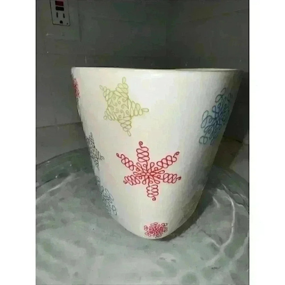Starbucks 2005 Whimsical Holiday Square Coffee Mug Cup Snowflakes Stars 10 Oz - Picture 6 of 11
